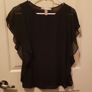 Forever 21 Black Sheer Ruffle Blouse